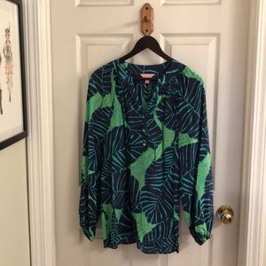 Lilly Pulitzer “Under the Palms” print, silk sz L